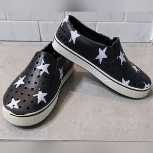 Native Kids Shoes, Miles Slip-Ons, Size C12, Black with White Stars